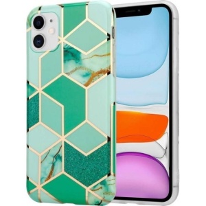 Husa protectie Flippy compatibila cu Samsung Galaxy S21 Ultra Soft IMD TPU Marble Geometric Verde - Img 1