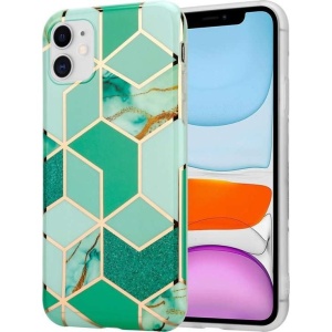 Husa protectie pentru Apple iPhone XR Soft IMD TPU Marble Geometric Verde - Img 11