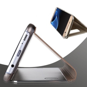 Husa Samsung Galaxy S7 Edge Flip Cover Oglinda Auriu - Img 3