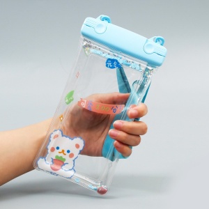 Husa subacvatica Fruity Waterproof Flippy, Snowproof, Universala, Impermeabila, cu Snur, pentru telefon sau documente, Berry Bear, Albastru - Img 6