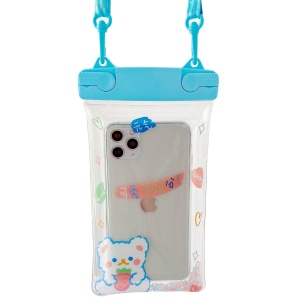 Husa subacvatica Fruity Waterproof Flippy, Snowproof, Universala, Impermeabila, cu Snur, pentru telefon sau documente, Berry Bear, Albastru - Img 1