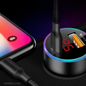 Incarcator Auto 2 in 1, Flippy, Port USB Fast Charge QC3.0 si Type C, PD 20W, Negru - Img 5