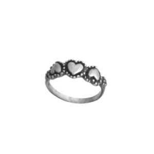 Inel din Argint 925 cu inimi, 49 mm - Img 2