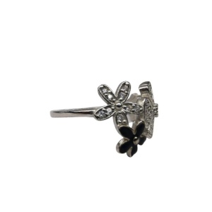 Inel, Jolie Silver, Argint 925 Trifoi cu Email Negru M 52 - Img 2