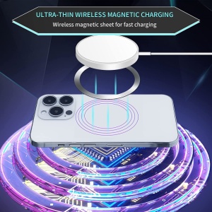Inel Magnetic incarcare fara fir, montare auto, MagSafe Silicone pentru Apple iPhone 12 / 13 / 14, Rosu - Img 4