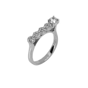 Inel rodiat din Argint 925 cu Zirconii, forma dreapta in partea superioara, marimea 55 - Img 1