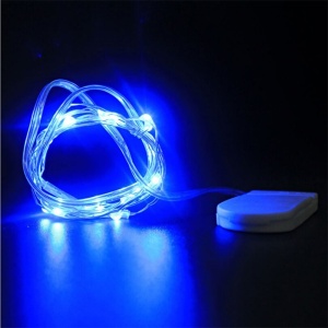 Instalatie Craciun, 1 metru, 10 LED-uri, Albastru, cu baterii, fir cupru, liniar, interior/exterior, Flippy - Img 2