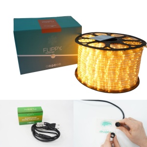 Instalatie Craciun, 2 m, 48 Led-uri, Furtun Luminos, Alb cald, Transformator, Sectionabila, 220 V, Flippy - Img 11