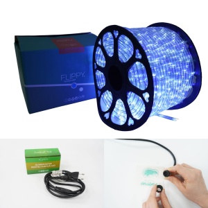 Instalatie Craciun, 32 m, 768 Led-uri, Furtun Luminos, Alb rece/ Albastru, Transformator, Sectionabila, 220 V, Flippy - Img 6