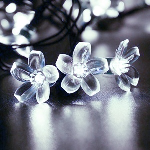 Instalatie Craciun, 6.5 metri, 30 Becuri LED tip Flori de cires, pentru exterior cu incarcare solara, Alb rece, Flippy - Img 6