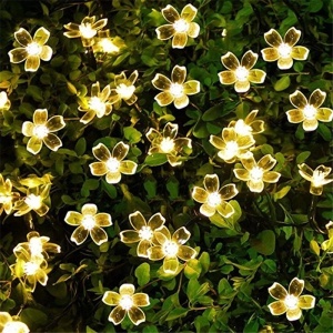 Instalatie Craciun, 6.5 metri, 30 Becuri LED tip Flori de cires, pentru exterior cu incarcare solara, Alb cald, Flippy - Img 7