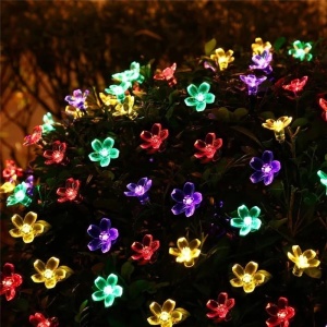 Instalatie Craciun, 6.5 metri, 30 Becuri LED tip Flori de cires, pentru exterior cu incarcare solara, Multicolor, Flippy - Img 4