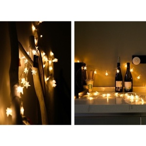 Instalatie Craciun, 6 metri,40 LED-uri cu Ornament tip Stea, Alb Cald, USB lung, fir cupru, liniar, interior/exterior, Flippy - Img 6