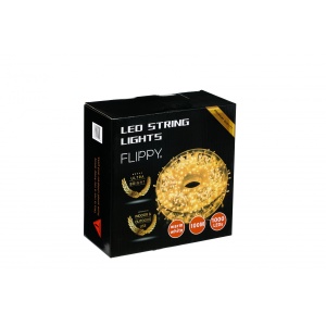 Instalatie Craciun liniara cu transformator, 100m, alb cald, 1000 LED-uri, fir transparent, 8 jocuri de lumini, Flippy - Img 3