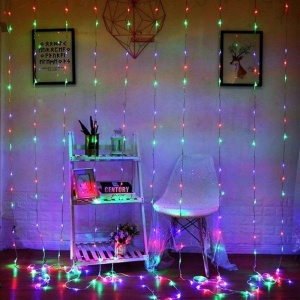 Instalatie Craciun, Tip Perdea IP44, 3m x 1m, 100 Led-uri, Multicolor, USB si telecomanda cu 8 functii, Flippy - Img 8