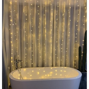 Instalatie Craciun, Tip Perdea, IP44, 4 m x 2 m, 480 LED-uri, Alb cald, 8 jocuri de lumini, Transformator cu telecomanda, Interconectabila, Prelungitor 3 m inclus, Fir transparent, Interior/ Exterior, Flippy - Img 9