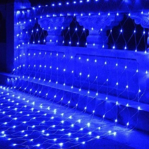 Instalatie Craciun, Tip Plasa, IP 44, 12 x 1 m, 480 LED-uri, Albastru, 8 jocuri de lumini, Transformator cu telecomanda, Interconectabila, Prelungitor 5 m inclus, Fir transparent, Flippy - Img 2