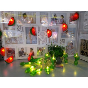 Instalatie de Craciun cu Baterii Fir Transparent Tip Sir 1.5 m 10 LED -uri Cactus Alb Cald - Img 1