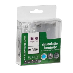 Instalatie de Craciun cu Baterii Tip Liniar, 2 jocuri de lumini, Fir transparent 1 m 10 LED -uri, Albastru - Img 6