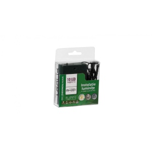 Instalatie de Craciun cu Baterii Tip Liniar, 2 jocuri de lumini, Fir Verde 1 m 10 LED -uri, Alb Cald - Img 3