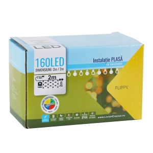 Instalatie de Craciun, Flippy®, Tip Plasa, 2 x 2 m, 160 LED-uri, Interconectabila, Multicolor - Img 4
