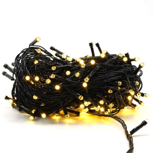 Instalatie de Craciun liniara Yoto, 17 m, din care 1 m cablu priza 220V, 200 LED, 8 jocuri de lumini, beculet in 6 colturi, pentru interior, controler, fir negru, alb cald - Img 4