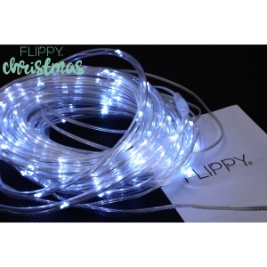 Instalatie luminoasa de Craciun tip furtun luminos, 100 LED-uri, 12 metri lungime, 8 programe, 2 metri prelungitor, sarma din cupru, incarcare solara, alb rece, Flippy - Img 6