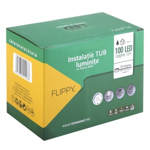 Instalatie luminoasa de Craciun tip furtun luminos, 100 LED-uri, 12 metri lungime, 8 programe, 2 metri prelungitor, sarma din cupru, incarcare solara, alb rece, Flippy - Img 11