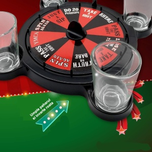 Joc de Baut Ruleta cu Pahare de Shot Flippy, 15 x 16.5 cm, Rosu/Negru - Img 4
