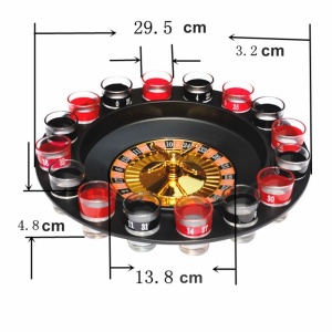 Joc de Baut Ruleta Flippy, cu 16 Pahare de Shot din Sticla , 30 x 30 x 5.5 cm, model 2, Rosu/Negru - Img 4