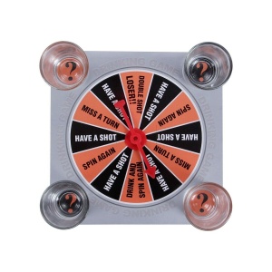 Joc de societate cu 4 pahare de shoturi din sticla Flippy, ruleta norocului, pentru petreceri, 17x17x7.5cm - Img 3