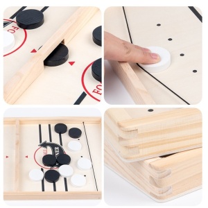 Joc Fooseball Interactiv, Flippy, Tip Hockey pe Gheata, din Lemn, 10 Piese de Joc, +4 Ani, 54 x 29 cm, Multicolor - Img 2