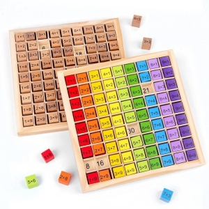 Joc Montessori din Lemn, Flippy, Tabla Inmultirii, Blocuri, Tabel de Multiplicare pana la 9x9, Multicolor, 18x18x1.5 cm - Img 10