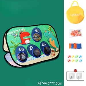 Joc pentru Copii, Flippy, Aruncarea Sacilor cu Nisip, Sageti, 8 Mingi, 4 Saci, Geanta Portabila, Interactiv, Model Dinozauri, 77.5x44.5x42 cm, Multicolor - Img 7
