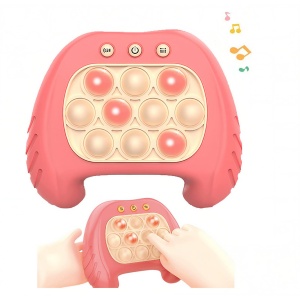 Joc Pop It, Flippy, consola, joc interactiv, antistres, cu baterii, Abs si silicon, Roz, 12 x 10 x 5.8 cm - Img 4