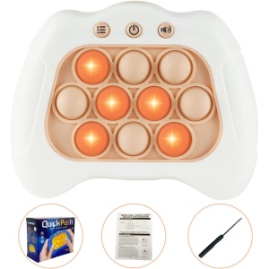 Joc Pop It, Flippy, consola, joc interactiv, antistres, cu baterii, Abs si silicon, Alb, 12 x 10 x 5.8 cm - Img 4