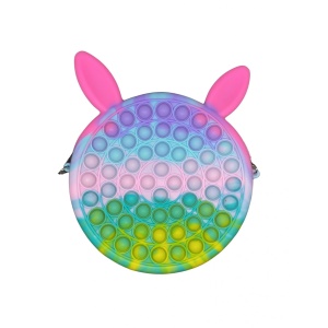 Jucarie antistres din silicon Flippy, Geanta Pop It, 16 cm, Iepuras, Macarons - Img 2