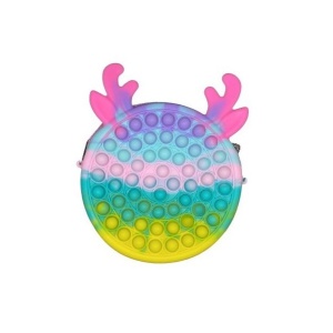 Jucarie antistres din silicon Flippy, Geanta Pop It, 16 cm, Ren, Macarons - Img 1
