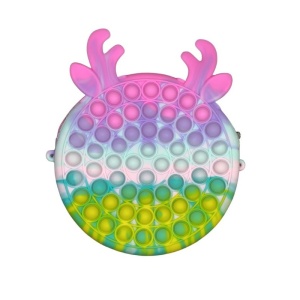 Jucarie antistres din silicon Flippy, Geanta Pop It, 18 cm, Ren, Macarons - Img 2