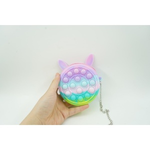 Jucarie antistres din silicon Flippy, Pop it Now and Flip It ,Mini Geanta, Iepuras, 6 cm, Macarons - Img 3