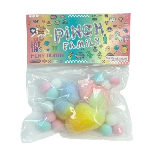 Jucarie Antistres Squishy, Flippy, cu Revenire Lenta, Model Labuta de Pisica Pufoasa, 6x6 cm, 70g, Ambalaj Transparent, Multicolor - Img 1