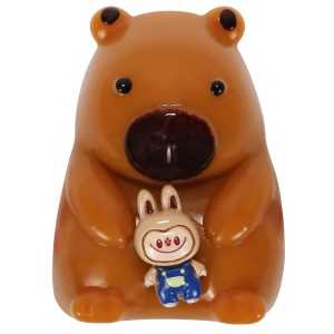 Jucarie Antistres Squishy, Flippy, cu Revenire Lenta, Model Urs, Ambalaj Transparent, 4.5 x 7.2 cm, Maro - Img 1