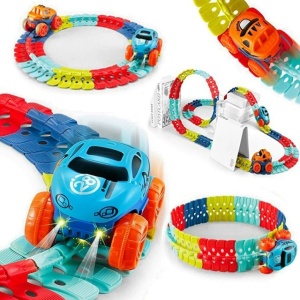 Jucarie de Constructie RollerCoaster, Flippy, 184 de Piese, 44.5x36x7 cm, cu Masini, Multicolor - Img 7