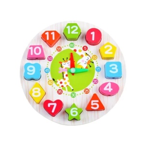 Jucarie Educativa Flippy, Tip Montessori, Model Ceas Girafa, din Lemn, + 36 Luni, 12 Piese, 17 cm, Multicolor - Img 1