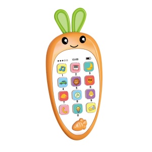 Jucarie Interactiva, Flippy, Telefon Inteligent, Model Morcov, Functii Educative, Muzicale si Voce, 4-6 ani, 19 x 11.5 cm, din Plastic, Multicolor - Img 3