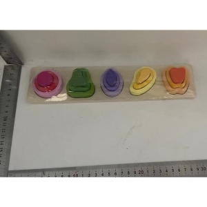 Jucarie Montessori din Lemn, Flippy, Tip Puzzle, cu 5 Forme Asimetrice, 15 Piese, Model Fructe, Educativa, Interactiva, Creativa, Materiale Non Toxice, +2 Ani, 29x6.5 cm, Multicolor - Img 7