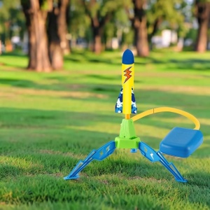 Jucarie pentru Copii, Flippy, Lansator de Rachete cu Piciorul, un Singur Lansator, 3 Rachete cu Lumini, 40.5 cm Inaltime, Multicolor - Img 2
