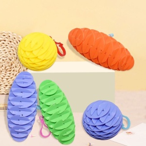 Jucarie Worm Fidget de Decompresie, Flippy, Anti Stres, Dimensiune Compacta 6 cm, Dimensiune Extinsa 15.5 cm, Albastru eschis - Img 5