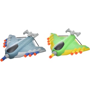 Jucaruie cu Lansator pentru Copii, Flippy, Lanseaza Manual, Tinta, 2 Avioane, 40 de Gloante din Material Moale, Joc Interactiv, 28.5x25x6.3 cm, Gri Verde - Img 4