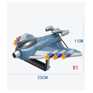 Jucaruie cu Lansator pentru Copii, Flippy, Lanseaza Manual, Tinta, Avion, 20 de Gloante din Material Moale, Joc Interactiv, 24x23.5x6.3 cm, Gri - Img 4
